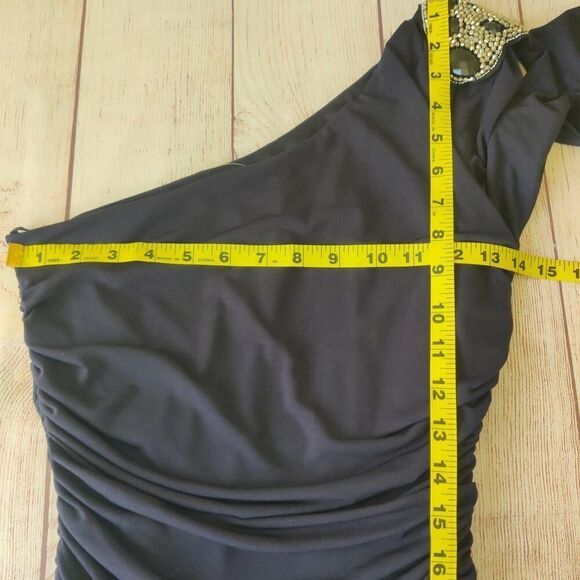 City Triangles ruched stretch bodycon one shoulder mini dress sz M NWT - Picture 9 of 11